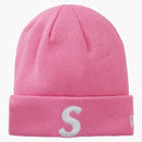 Supreme new era s logo beanie pink