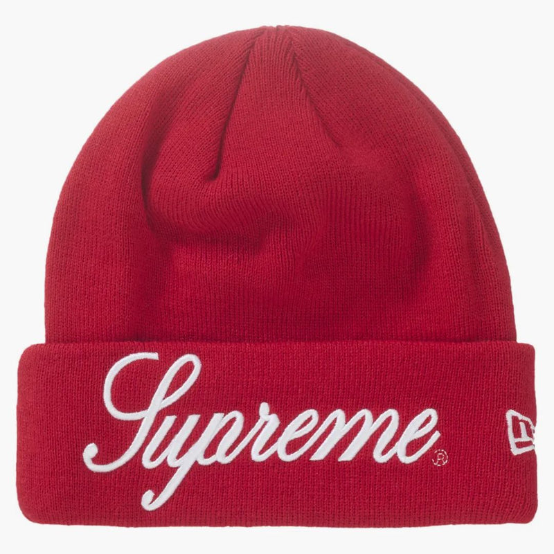 Supreme New Era Script Beanie czerwona