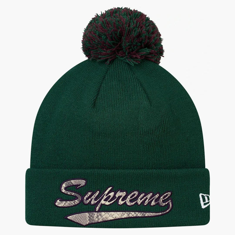 Supreme New Era Script Script Beanie ciemnozielony