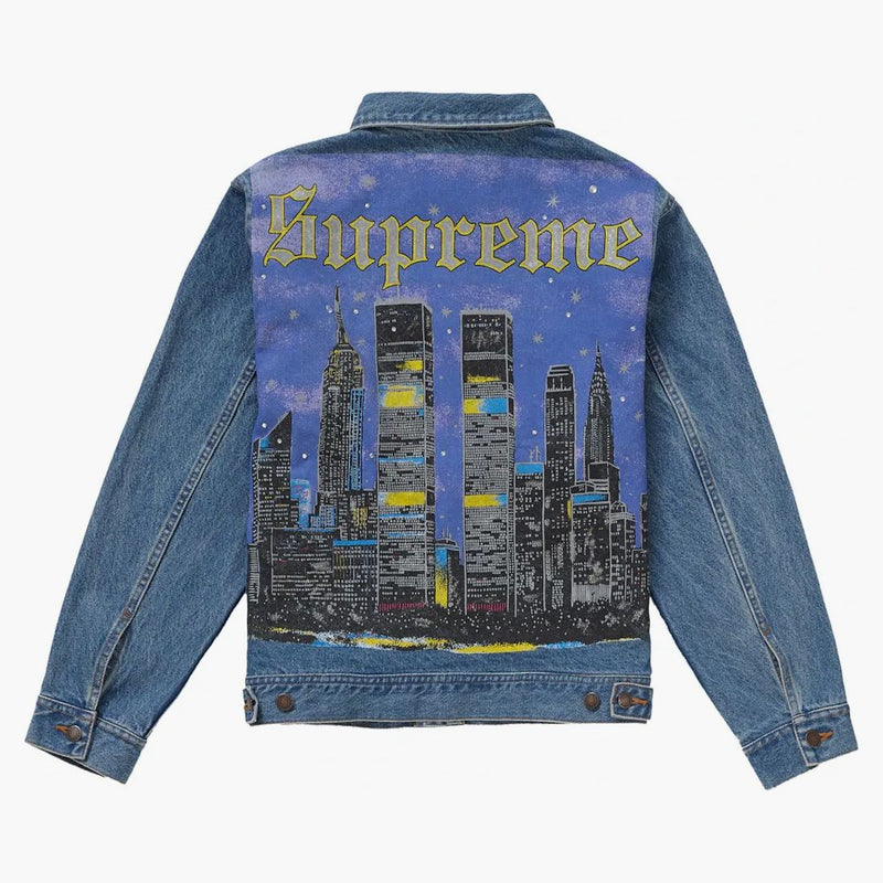 Supreme New York Painted Trucker Jacket Blue