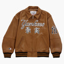 Supreme New York Yankees Kanji Leather Varsity Jacket Brown