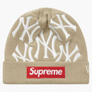 Supreme New York Yankees New Era Box Logo Beanie Tan
