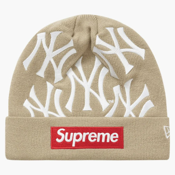 Supreme New York Yankees New Era Box Logo Beanie Tan