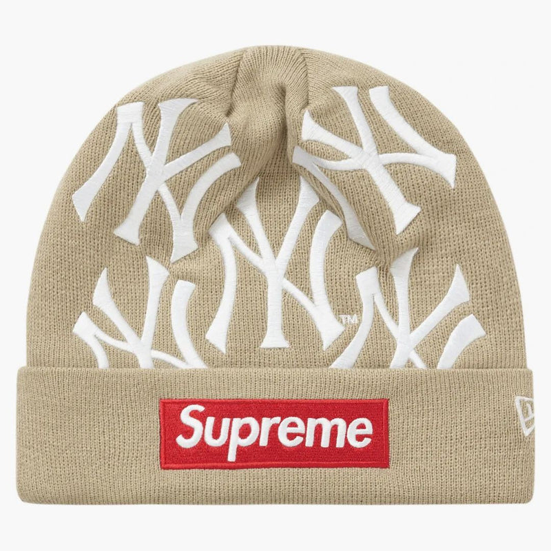 Supreme New York Yankees New Era Box Logo Beanie Tan