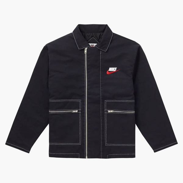 Supreme Nike dubbel zip quiltad arbetsjacka svart