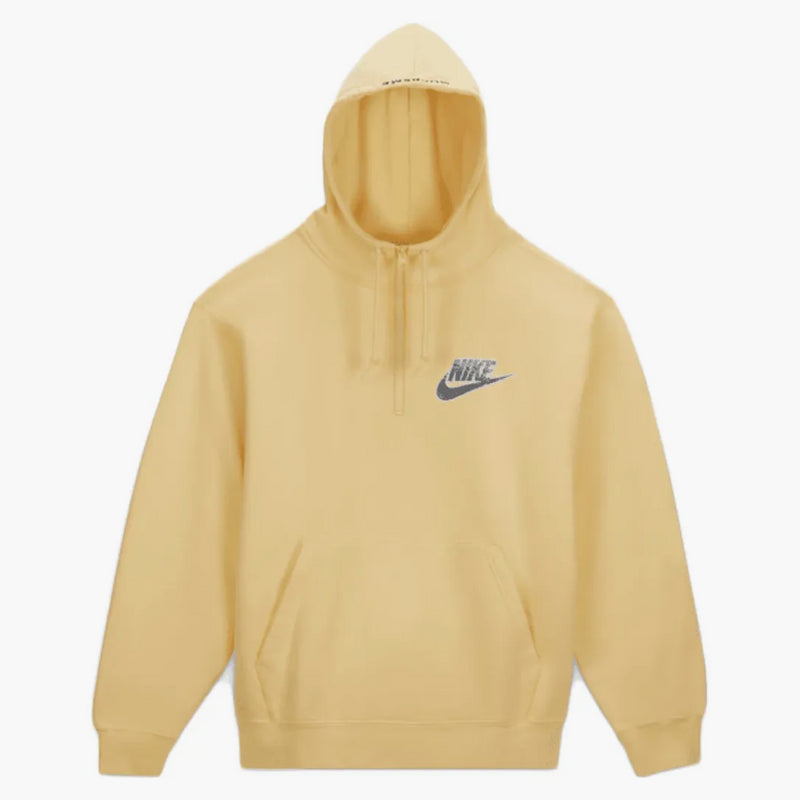 Nejvyšší nike polovina zip kapuce mikina světle žlutá