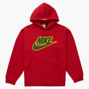 Supreme Nike Leather Applique Hooded Sweatshirt Red