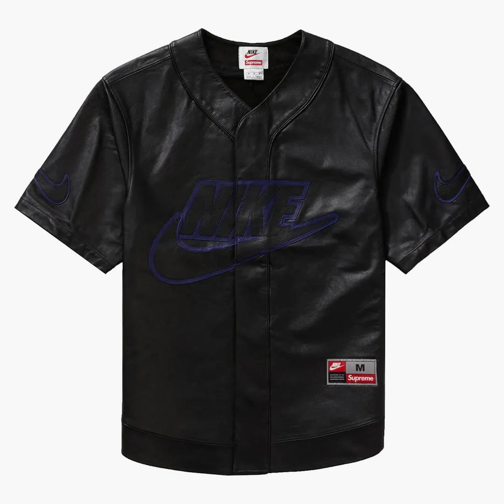 supreme nike leather baseball jersey white
