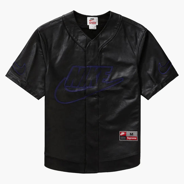 Supreme Nike Leather Baseball Jersey Black