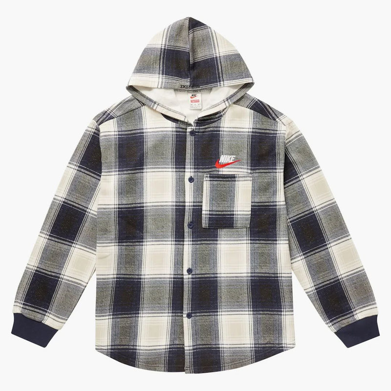 Supreme Nike Plaid Hooded Mikina námořnictva