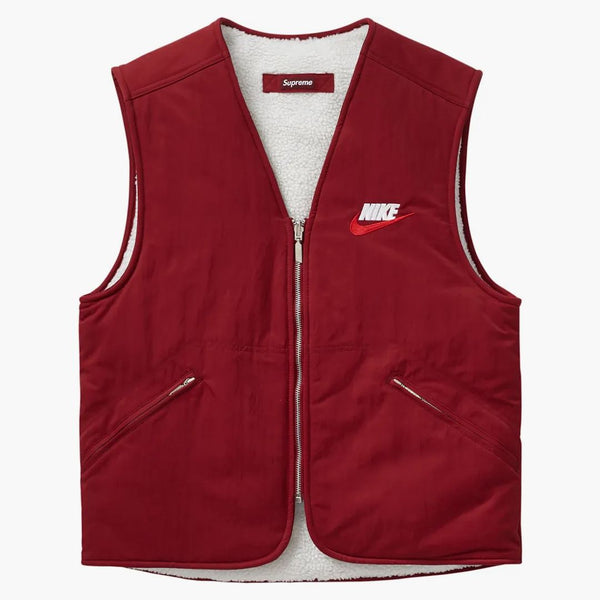 Nejvyšší nike reverzibilní nylon sherpa vesta burgundy