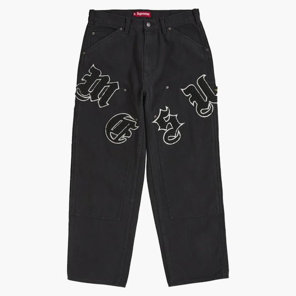 Nejvyšší staré anglické plátno dvojité kolena malíř Pant Black