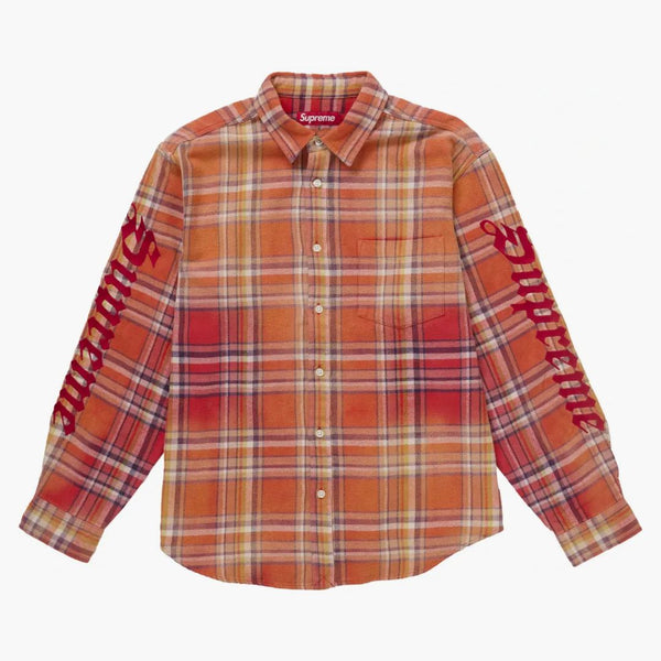 Supreme Old English Plaid Flannel Shirt Orange