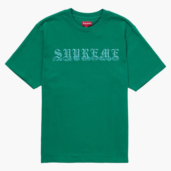 Supreme Old English Rhinestone S/S Top Green
