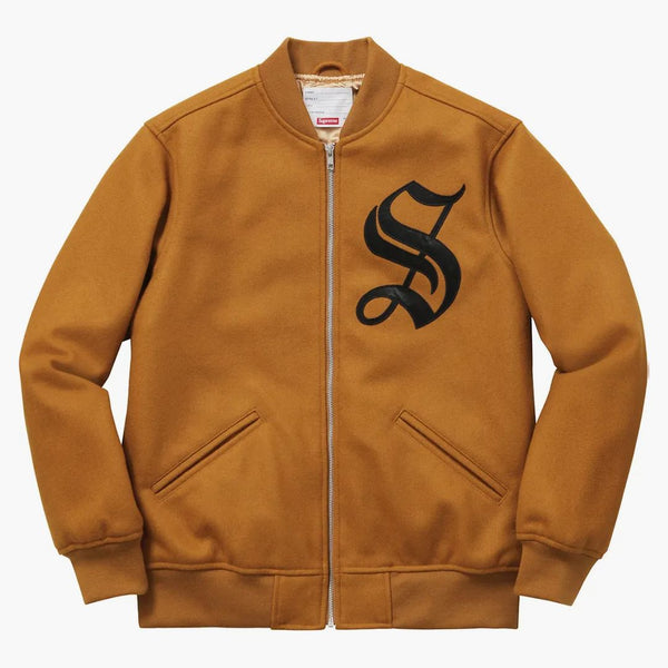 Supreme Old English Varsity Jacket Dk Gold