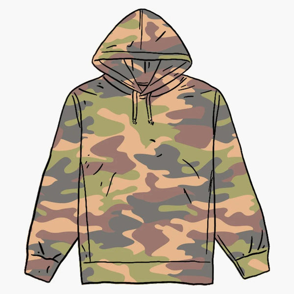 Nejvyšší overdyed mikina s kapucí (SS20) malované camo