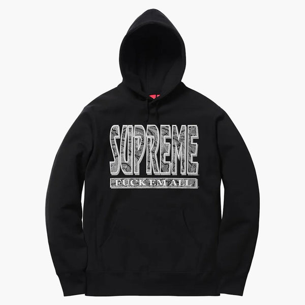 Supreme Paisley Fuck Es All Hoodie Black