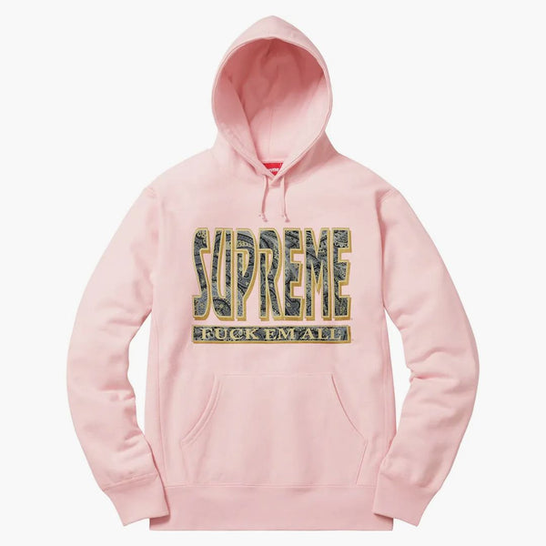 Supreme Paisley Fuck Em All Hoodie Pale Pink