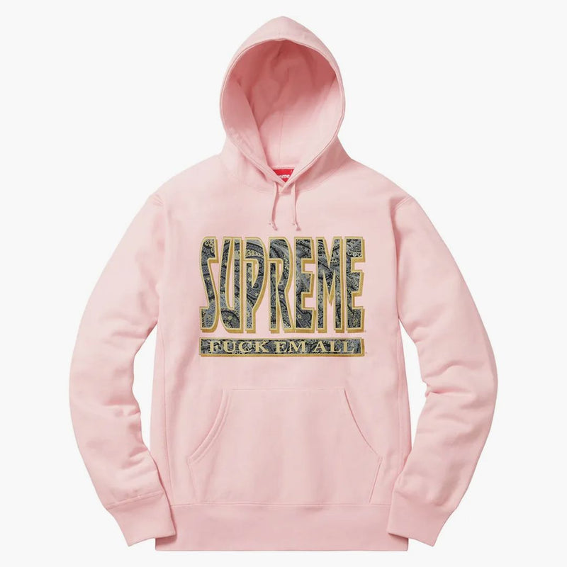 Supreme Paisley Fuck Em All Hoodie Pale Pink