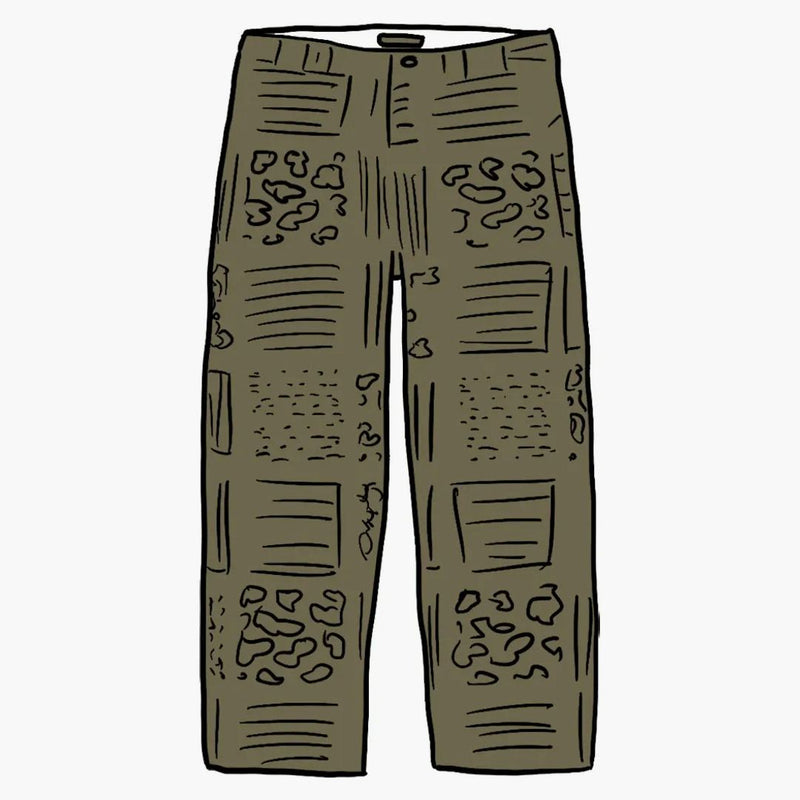 Nejvyšší paisley mřížka chino kalhoty olive