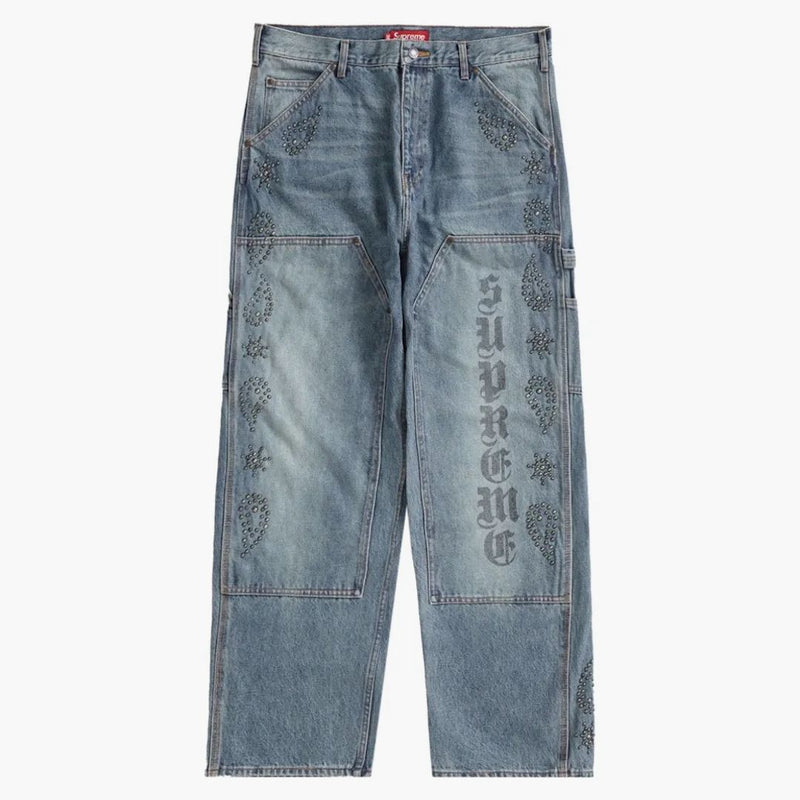 Supreme Paisley Studded Double Knee Painter Pant Washed Blue