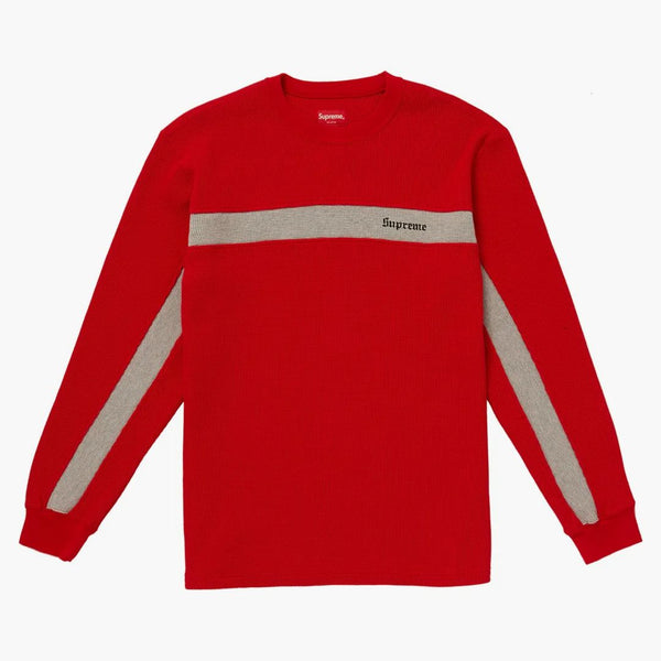 Supreme Panel Stripe Waffle Thermal Red