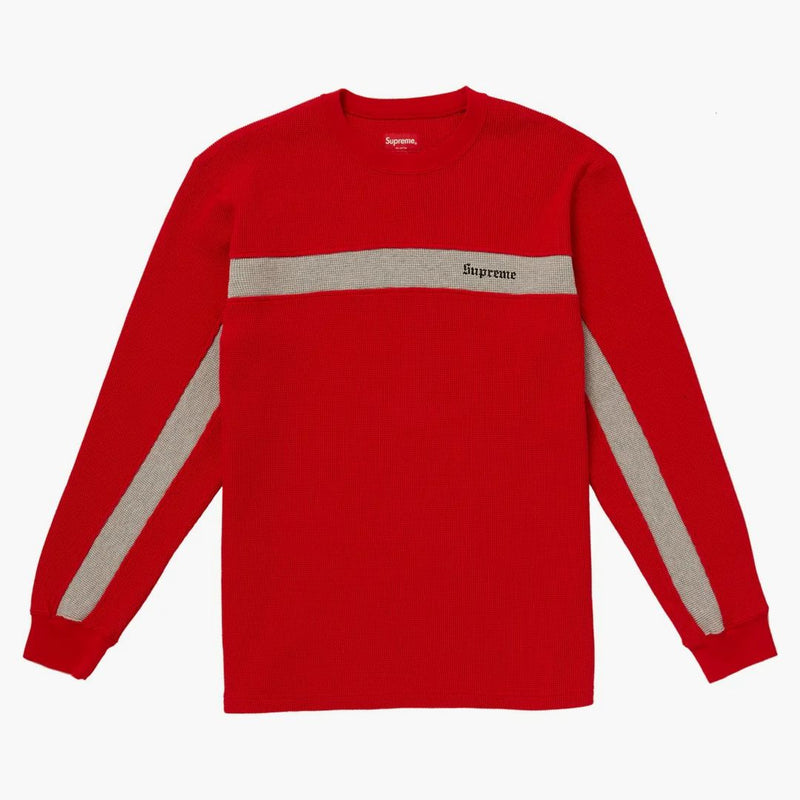 Supreme Panel Stripe Waffle Thermal Red