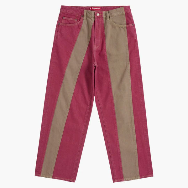 Supreme Paneled Stripe Baggy Jean Red