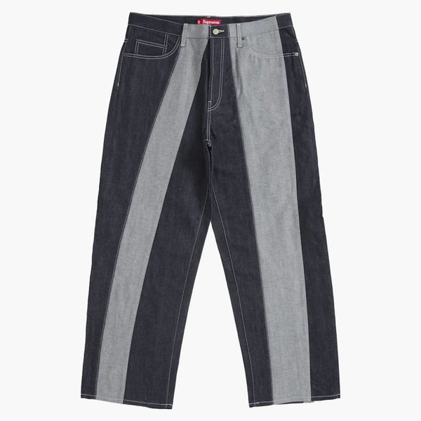 Supreme Paneled Stripe Baggy Jean styv indigo