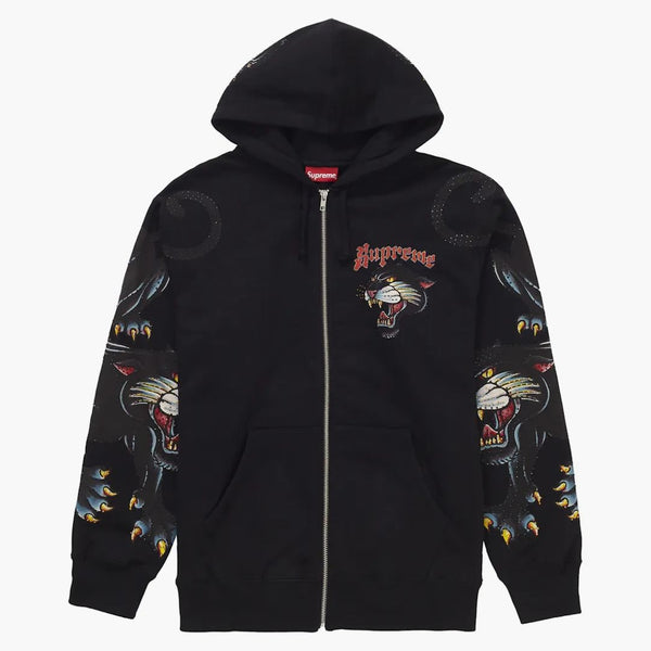 Supreme Panther Zip Up Hooded Sweatshirt svart