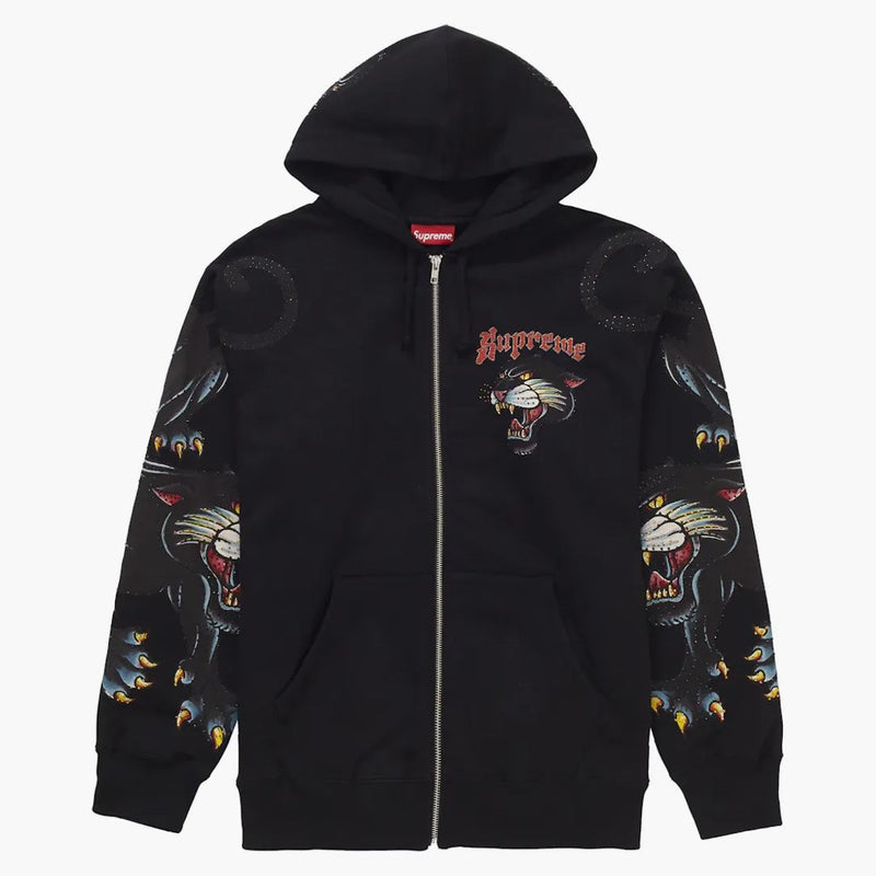 Supreme Panther Zip Up Hooded Sweatshirt svart