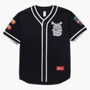 Supreme patches denim baseball jersey black