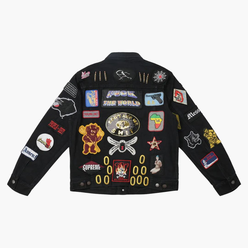 Patch -uri supreme Denim Trucker Geacă Negru
