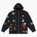 Supreme Patches Hooded Zip Up Shirt Black