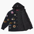 Supreme Patches Hooded Zip Up Shirt Black