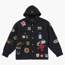 Supreme Patches Hooded Zip Up Shirt Black