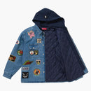 Supreme patches hooded zip up shirt denim