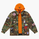 Supreme Patches Hooded Zip Up Shirt Woodland Camo