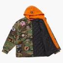 Supreme Patches Hooded Zip Up Shirt Woodland Camo