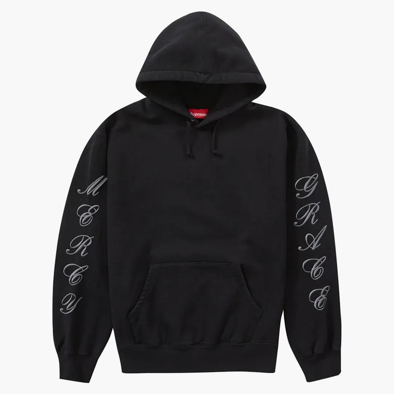 Patch supreme felpa con cappuccio a spirale nero