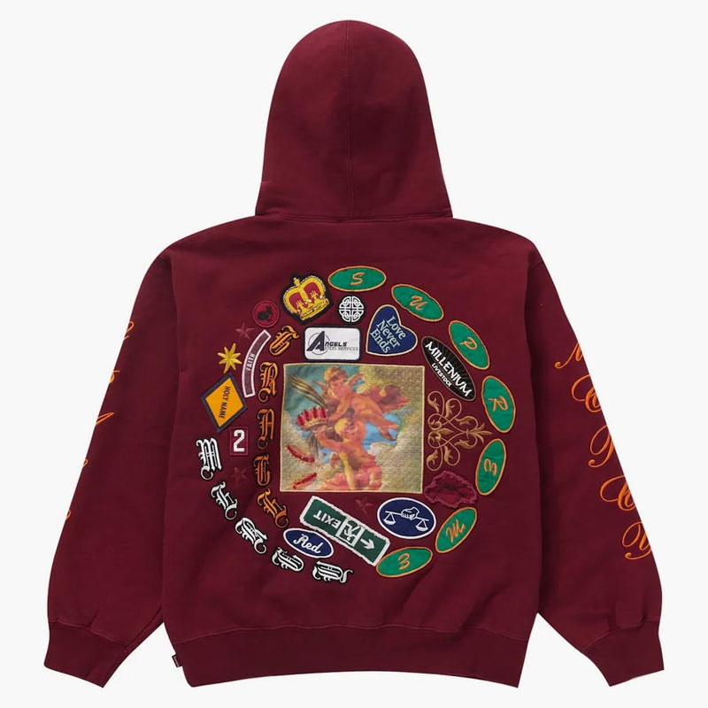 Supreme Patches Spiral Hooded Sweatshirt Cardinal