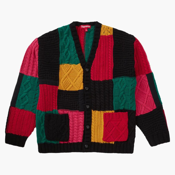Supreme Patchwork Cable Stick Cardigan Black
