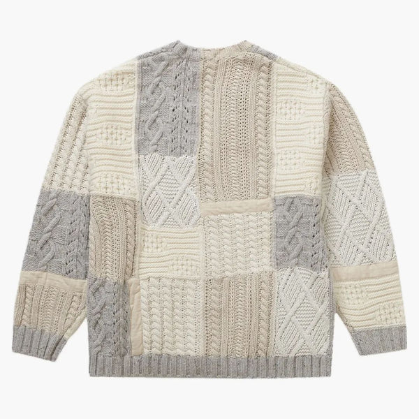 Supreme Patchwork Cable Stick Cardigan elfenben