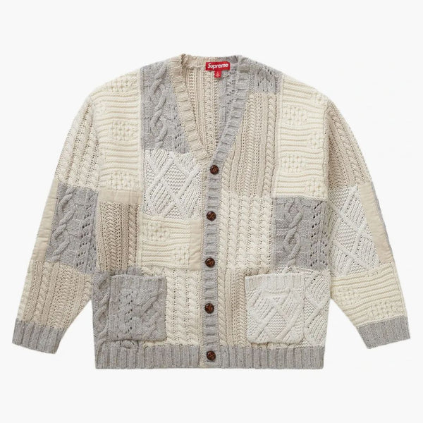 Supreme Patchwork Cable Cardigan Ivory