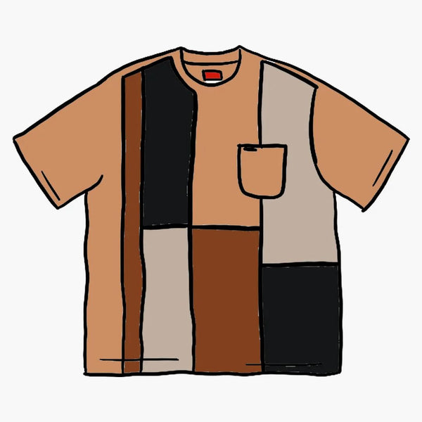 Nejvyšší patchwork kapesní tričko světle hnědé