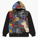 Nejvyšší patchwork Zip Up Mikina s kapucí černá