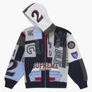 Supreme Patchwork Zip Up Hooded Sweatshirt (ss25) Navy