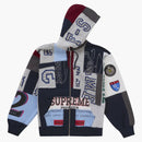 Supreme Patchwork Zip Up Hooded Sweatshirt (ss25) Navy