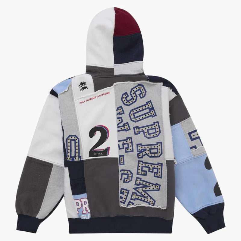Supreme Patchwork Zip Up Hooded Sweatshirt (ss25) Navy