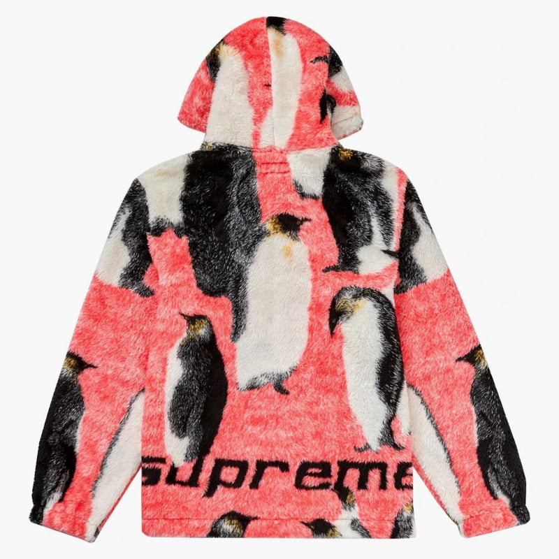 Nejvyšší tučňáka s kapucí fleece bunda růžová